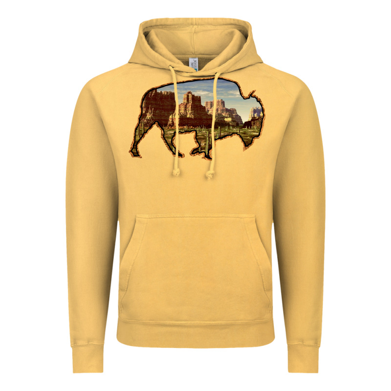 Bison Silhouette Desert Landscape Vintage Hoodie by Bettercallsaul | Teevron