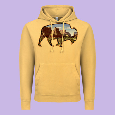 Bison Silhouette Desert Landscape Vintage Hoodie Designed By Bettercallsaul