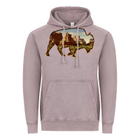 Vintage Zinc Bison Silhouette Desert Landscape Vintage Hoodie - Bettercallsaul