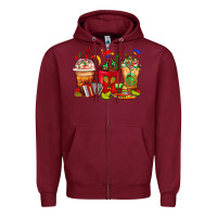 Burgundy Mexico Coffee Cups Zipper Hoodie - FaDigitalArtStudio