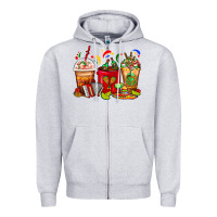 Heather Grey Mexico Coffee Cups Zipper Hoodie - FaDigitalArtStudio
