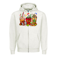 Oatmeal Heather Mexico Coffee Cups Zipper Hoodie - FaDigitalArtStudio