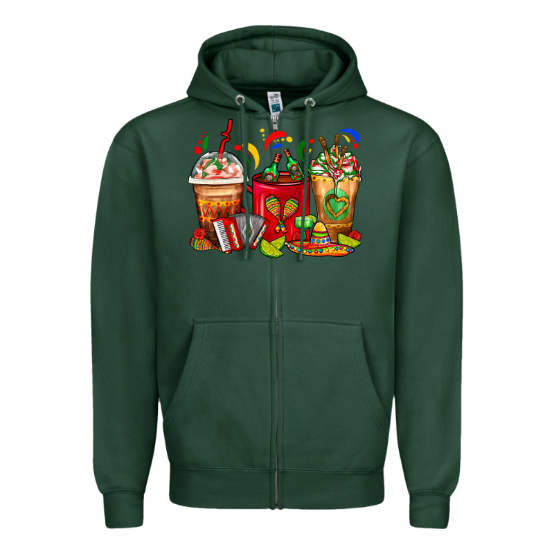 Mexico Coffee Cups Zipper Hoodie by FaDigitalArtStudio | Teevron