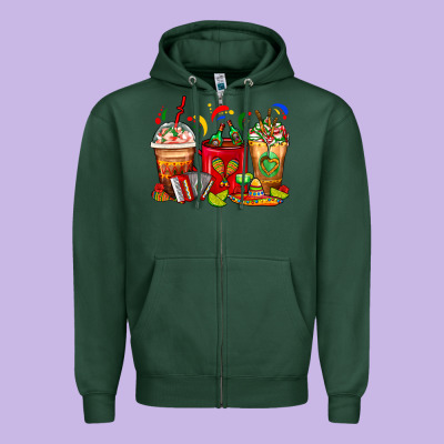 Mexico Coffee Cups Zipper Hoodie Designed By Fadigitalartstudio