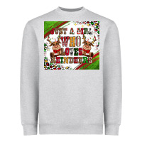 Heather Grey just a girl who loves reindeer Heavyweight Sweatshirt - CowGirlArtShop