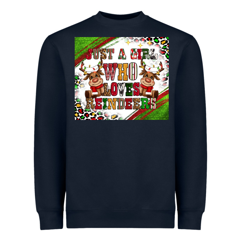 Just A Girl Who Loves Reindeer Heavyweight Sweatshirt by CowGirlArtShop | Teevron