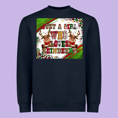 Just A Girl Who Loves Reindeer Heavyweight Sweatshirt Designed By Cowgirlartshop