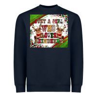 Navy just a girl who loves reindeer Heavyweight Sweatshirt - CowGirlArtShop