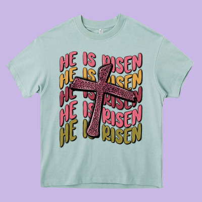 He Is Risen Heavy Core Tee Designed By Maliassmallbusiness