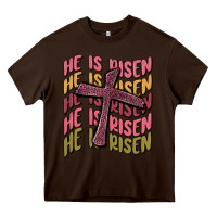 Chocolate Brown he is risen Heavy Core Tee - MaliasSmallBusiness