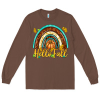 Chestnut Hello Fall with Rainbow Long Sleeve Tee - texasbilliewilder