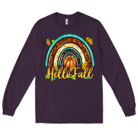 Plum Hello Fall with Rainbow Long Sleeve Tee - texasbilliewilder