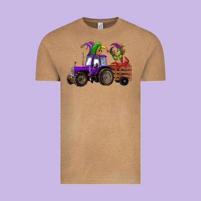 Mardi Gras Mask Crawfish Farm Tractor Vintage Tee Designed By Ranaportraitstore