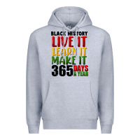 Heather Grey black history live it Premium Hoodie - FaDigitalArtStudio