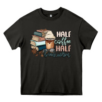 Asphalt half coffee half bookworm Heavy Core Tee - MaliasSmallBusiness