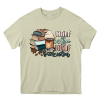 Mossy half coffee half bookworm Heavy Core Tee - MaliasSmallBusiness