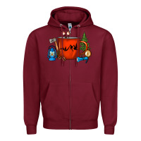 Burgundy Camper Coffee Cup Zipper Hoodie - FaDigitalArtStudio