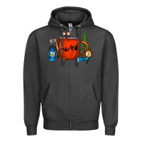 Charcoal Heather Camper Coffee Cup Zipper Hoodie - FaDigitalArtStudio