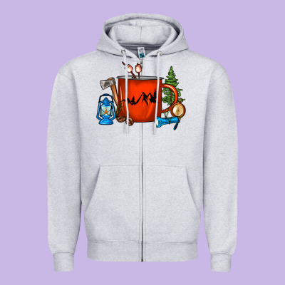 Camper Coffee Cup Zipper Hoodie Designed By Fadigitalartstudio