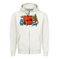 Oatmeal Heather Camper Coffee Cup Zipper Hoodie - FaDigitalArtStudio