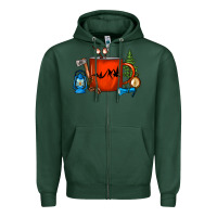 Sports Green Camper Coffee Cup Zipper Hoodie - FaDigitalArtStudio