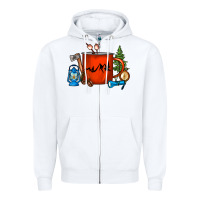 White Camper Coffee Cup Zipper Hoodie - FaDigitalArtStudio
