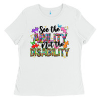 White See the ability not the disability Ladies Tee - NancyCooperArtShop