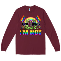 Burgundy Let's get one thing straight i'm not Pride LGBTQ+ Long Sleeve Tee - NancyCooperArtShop