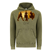 Vintage Olive Bison Silhouette Cowboy Vintage Hoodie - Bettercallsaul