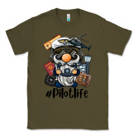 Army Green pilot life gnome Classic Tee - BarkalooDesign