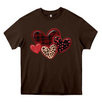 Chocolate Brown leopard hearts Heavy Core Tee - MaliasSmallBusiness