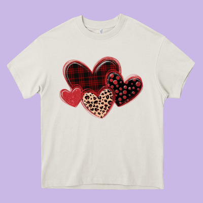 Leopard Hearts Heavy Core Tee Designed By Maliassmallbusiness