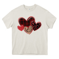 Cream leopard hearts Heavy Core Tee - MaliasSmallBusiness