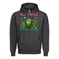 Charcoal Heather All I Need Is Coffee Cactus Frappe Zipper Hoodie - FaDigitalArtStudio