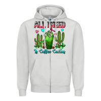 Dove Grey All I Need Is Coffee Cactus Frappe Zipper Hoodie - FaDigitalArtStudio