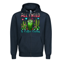 Navy All I Need Is Coffee Cactus Frappe Zipper Hoodie - FaDigitalArtStudio