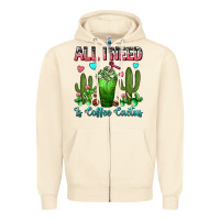 Sandshell All I Need Is Coffee Cactus Frappe Zipper Hoodie - FaDigitalArtStudio