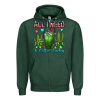 Sports Green All I Need Is Coffee Cactus Frappe Zipper Hoodie - FaDigitalArtStudio