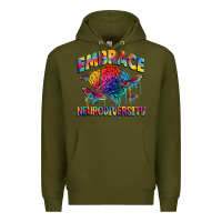 Army Green Embrace neurodiversity Autism Premium Hoodie - FaDigitalArtStudio