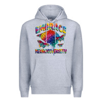 Heather Grey Embrace neurodiversity Autism Premium Hoodie - FaDigitalArtStudio