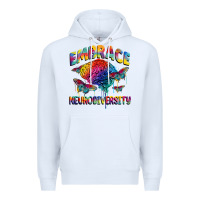 White Embrace neurodiversity Autism Premium Hoodie - FaDigitalArtStudio