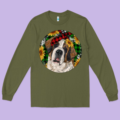 Christmas St. Bernard Long Sleeve Tee Designed By Ranaportraitstore