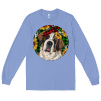 Colony Blue Christmas St. Bernard Long Sleeve Tee - RanaPortraitStore