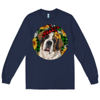 Navy Christmas St. Bernard Long Sleeve Tee - RanaPortraitStore