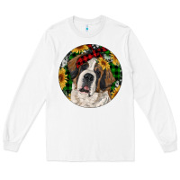 White Christmas St. Bernard Long Sleeve Tee - RanaPortraitStore