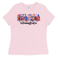 Bubblegum Pink 4th of july nursing administrator Ladies Tee - NancyCooperArtShop