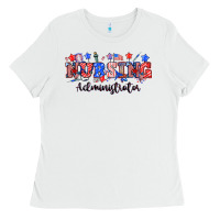 White 4th of july nursing administrator Ladies Tee - NancyCooperArtShop