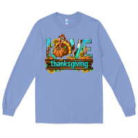 Colony Blue Love Thanksgiving with Turkey Long Sleeve Tee - texasbilliewilder