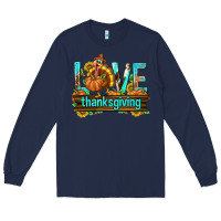 Navy Love Thanksgiving with Turkey Long Sleeve Tee - texasbilliewilder