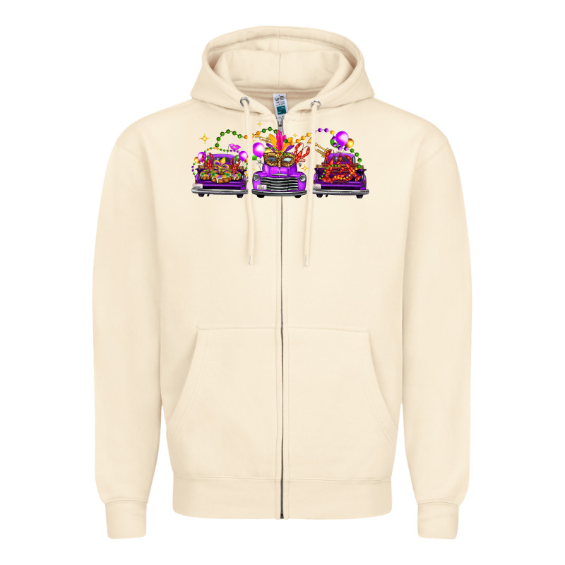 Mardi Gras Farm Trucks Zipper Hoodie by FaDigitalArtStudio | Teevron